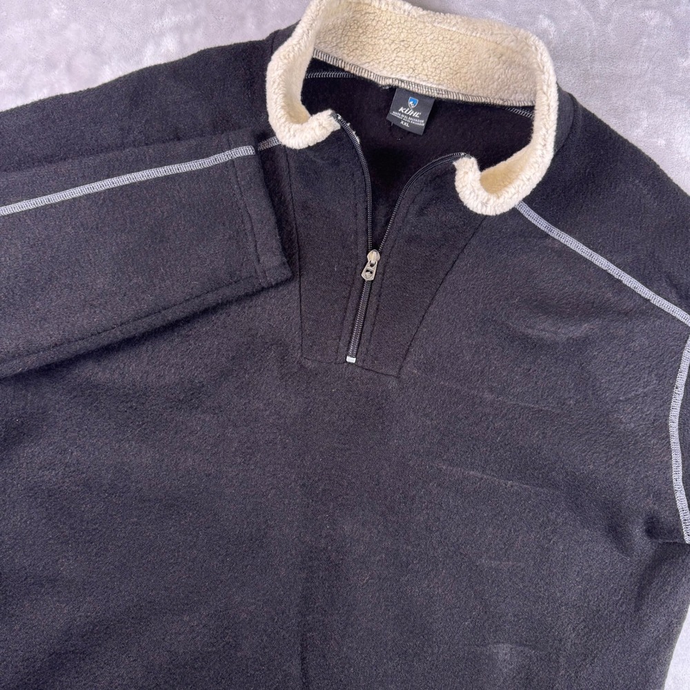 KUHL Alfpaca Fleece Quarter Zip Pullover Men XXL Black Shearling Collar 1/4 Zip*